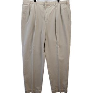 Polo Ralph Lauren Big Andrew Pants Mens 46Bx32 Tan Khaki Classic Pleated Chinos